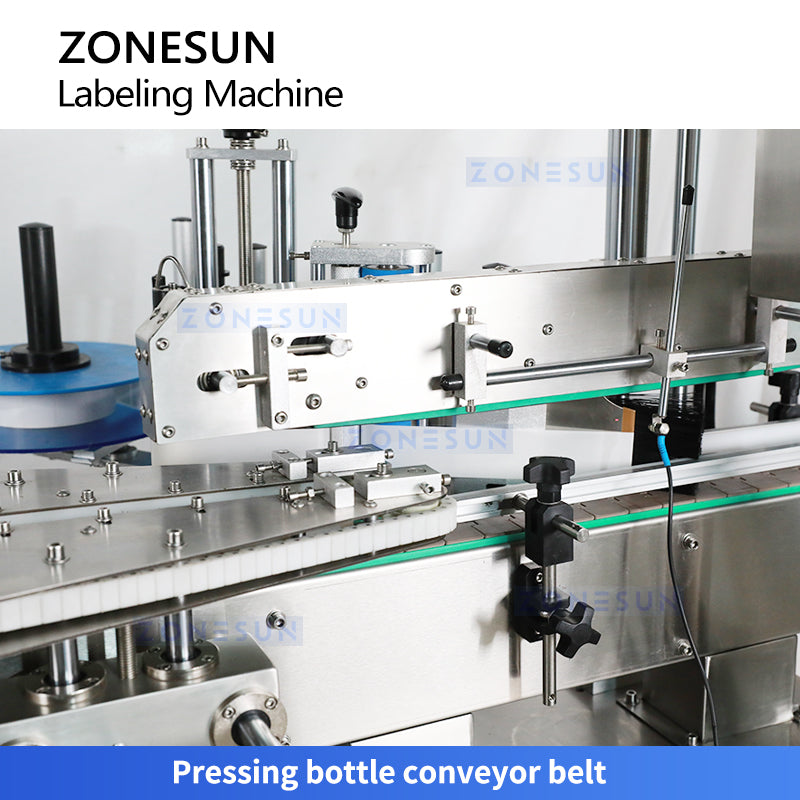 Zonesun ZS-TB300I Vertical Single Side Glue Bottle Labeling Machine Top Clamping Conveyor