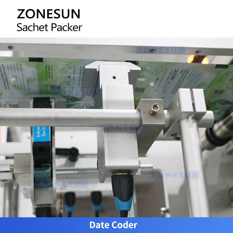 Zonesun ZS-FS04 Dual Lanes Sachet VFFS Packaging Machine Inkjet Coder Integrated