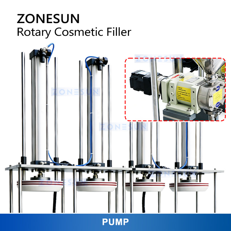 ZONESUN ZS-RSV4 Automatic Rotary 4-Color Cream Filling Machine for Cosmetic Jars and Food Pastes with 5–100ml Capacity