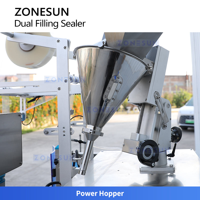 ZONESUN ZS-FS240 Servo Powder and Liquid Filling Sealing Machine for Food and Pharma Packaging