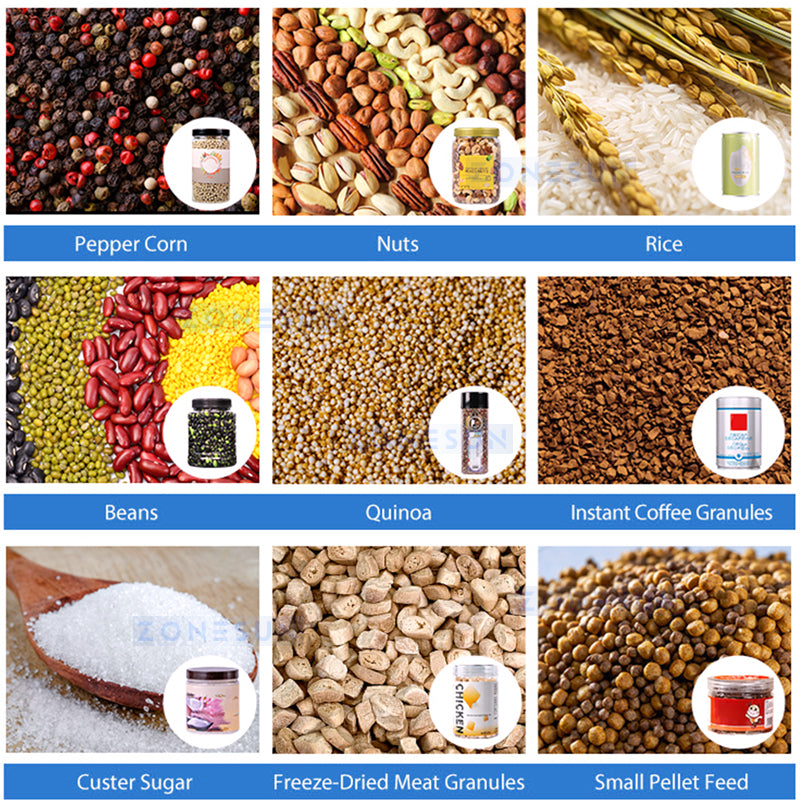 High Efficiency: ZONESUN ZS-KIS900 Automatic Volumetric Cup Grain & Nut Jar Filling Machine