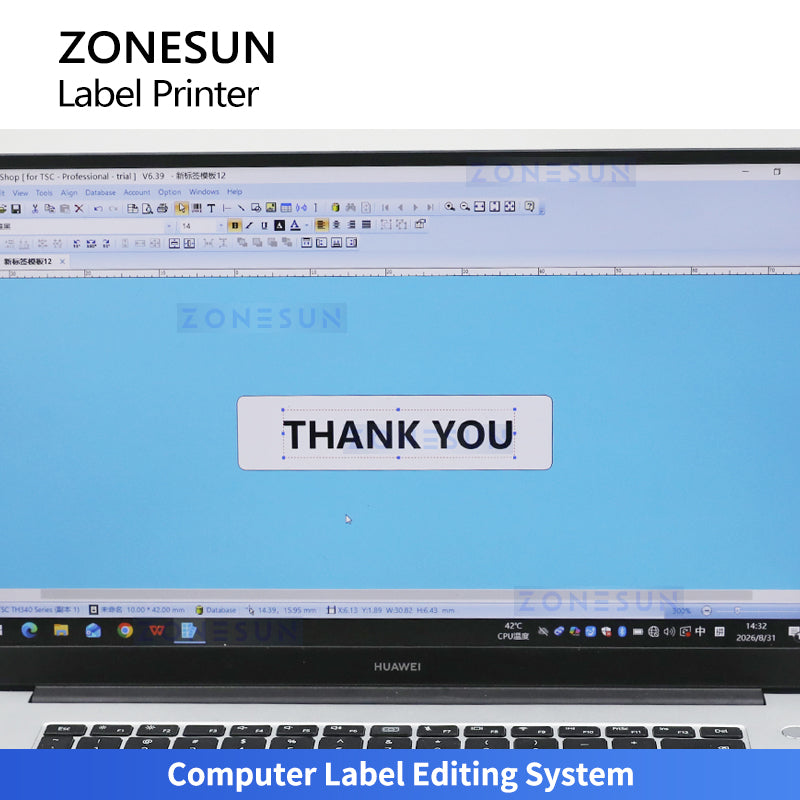 ZONESUN ZS-RPR01 Thermal Transfer Barcode QR Code Label Printer with Automatic Rewinder