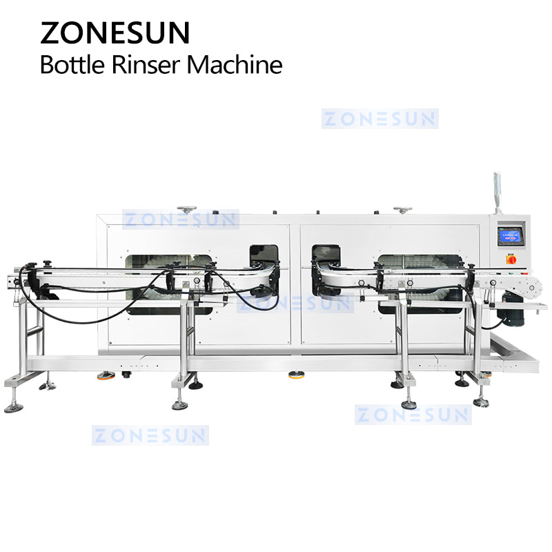 Thorough Cleaning: ZONESUN ZS-WB02A Automatic Water & Air Inverted Bottle Rinser Packaging Line