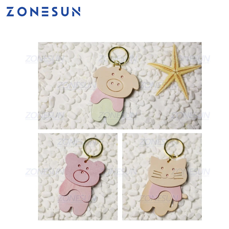 ZONESUN Custom Animal Leather Key Chain Die Cuts For Handmade Key Ring DIY Hang Decoration Cutting Clicker Die Steel Rule Die