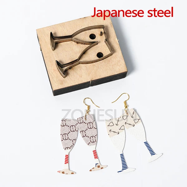 ZONESUN champagne custom leather paper earring decoration cutting steel rule click press die clicker tools handmade handicraft