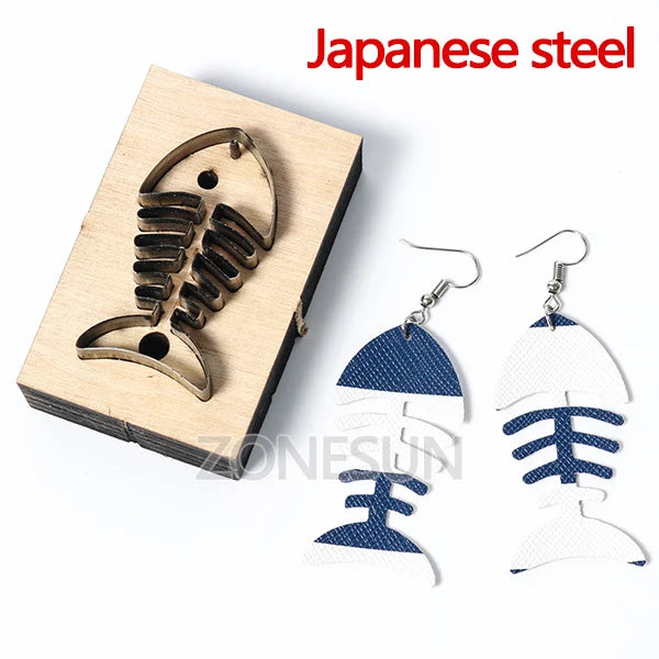 ZONESUN Custom Fishbone Leather Earring Paper Cutting Die Tool For Die Cutting Machine DIY Punching Clicker Steel Rule Die