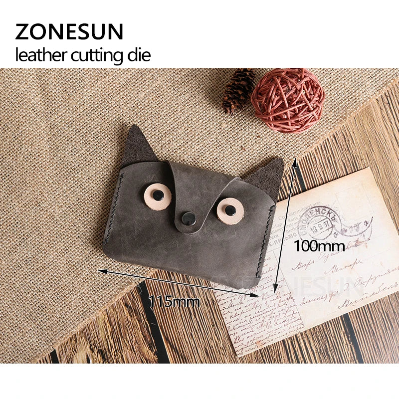 ZONESUN Customized owl shape leather coin holder cutting die bag pendant wallet Punching Cutting die Mold animal Japanese steel