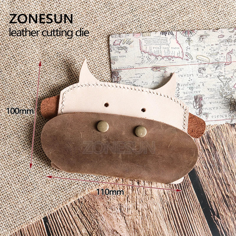 ZONESUN Customized Calf Shape Leather Coin Holder Purse Minimalist Wallet Cutting Mold Die Cutter Animal Japanese Steel