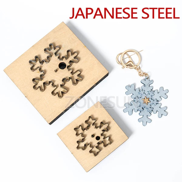 ZONESUN Snow Leather Cutting Die DIY Key Ring Cut Out Wooden Template Knife Punching Key Chain Die Cut Cutting Mould Decoration