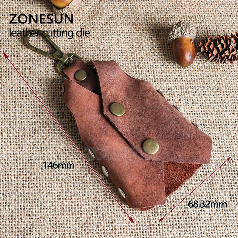 ZONESUN D110 Customized leather cutting die laser punch photo paper PVC/EVA sheet cutter mold DIY key ring knife die key cover
