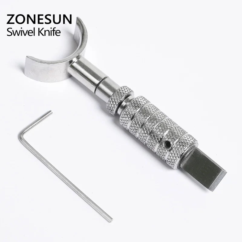 ZONESUN Revolve Leather Adjustable Swivel Craft Graver DIY Handmade Leather Tools Rotating Carving Knife With Blade