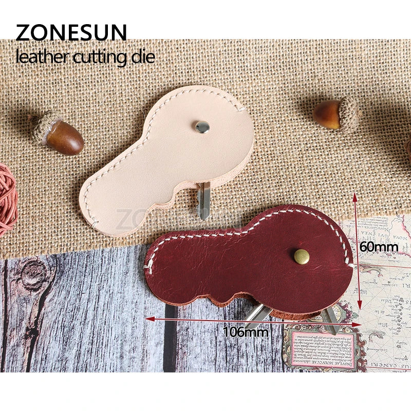 ZONESUN D103 Customized leather cutting die DIY Key Ring Wooden Template Knife Punching Key Chain Cutting Mould Cutter