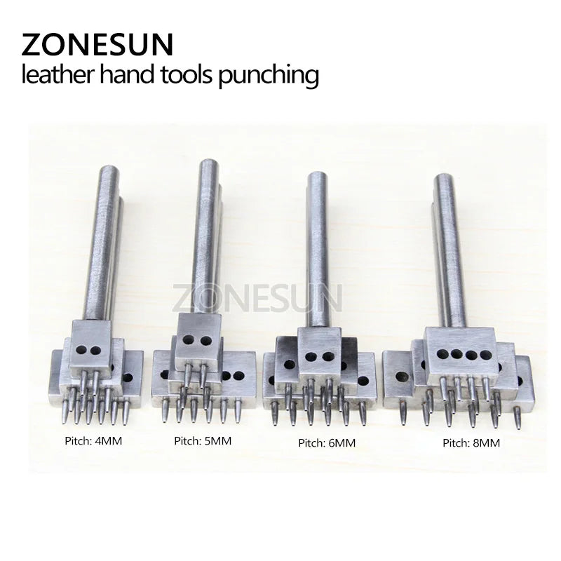 ZONESUN Leather Hole Punches Spacing 4 5 6mm Diy Hand Perforated Round Stitching Punch Tools Hole Cut Leather Punching Tool