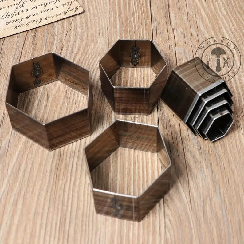 Hexagon geometrical earring leather paper cutting punching click steel rule die press tool cutter handmake handcraft diy