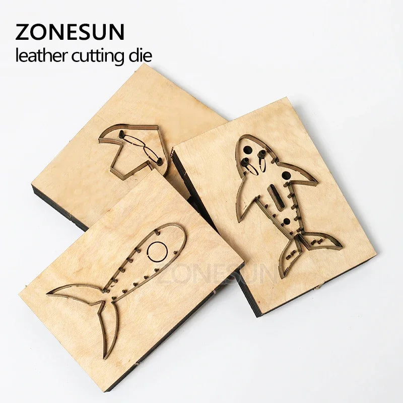 ZONESUN Shark Leather Cutting Die DIY Key Ring Cut Out Wooden Template Punching Key Chain Die Cut Cutting Mould Clicker Die