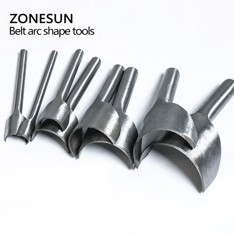 ZONESUN DIY 8PCS 10-50mm Leather Half-round Cutting Tool Belt Edge Shape Cutter Kits Leather Corner Cutter Belt Hollow Puncher
