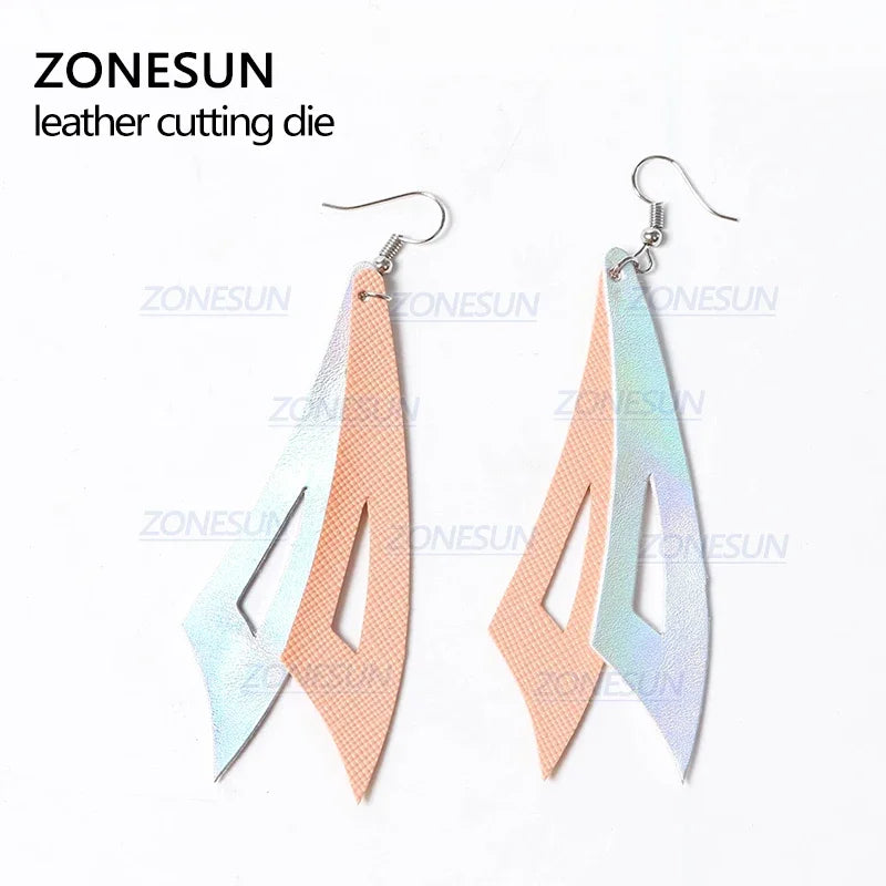 ZONESUN H2 DIY Custom Cutter Leather Earring Cutting Die Leather Cut Out Earring For Steel Rule Die Cutting Machine Press Tools