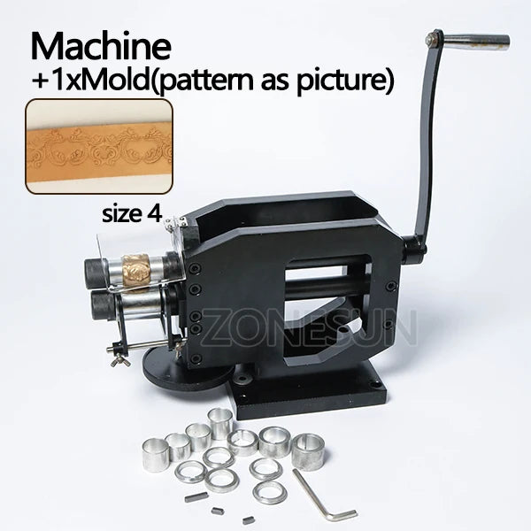 ZONESUN leather embossing machine Cold Pressing Machine Embossing Repeating Pattern For Leather Belt Guitar Straps Logo stamping