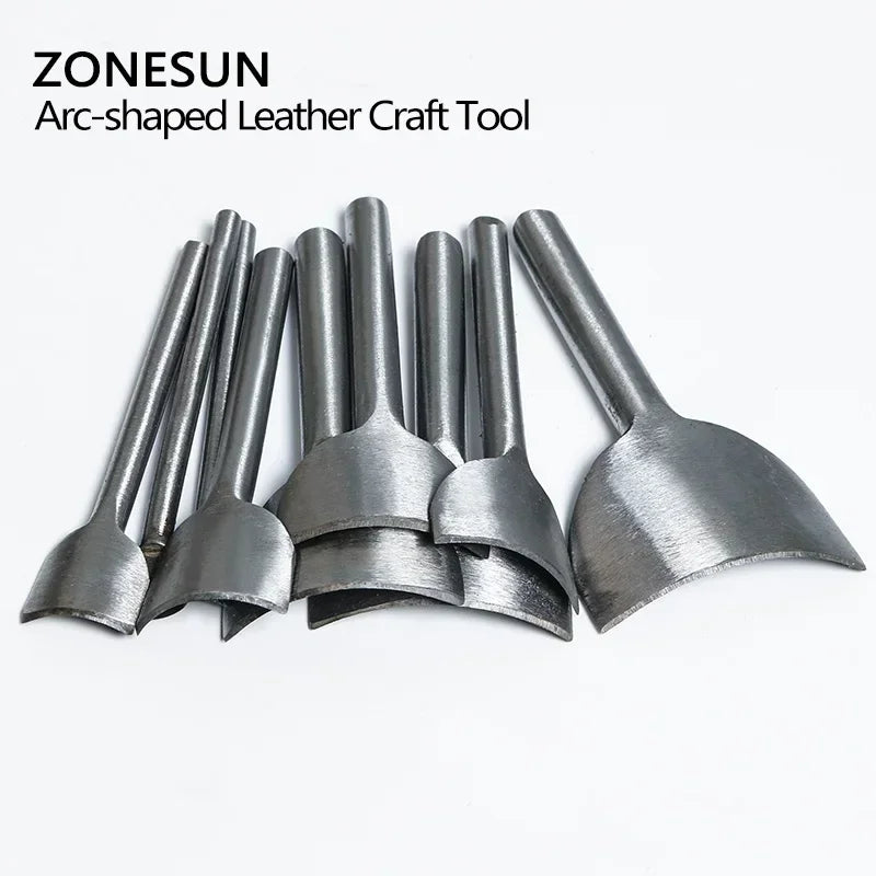 ZONESUN 9PCS /set Stainless Steel Corner Cutter Belt Hollow Hand Puncher Leather Craft Tool 10-50mm Home DIY Gift