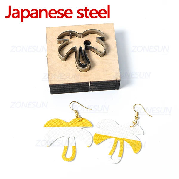 ZONESUN Custom Coconut Tree Leather Earring Paper Cutting Die Tool For Die Cutting Machine DIY Punching Clicker Steel Rule Die