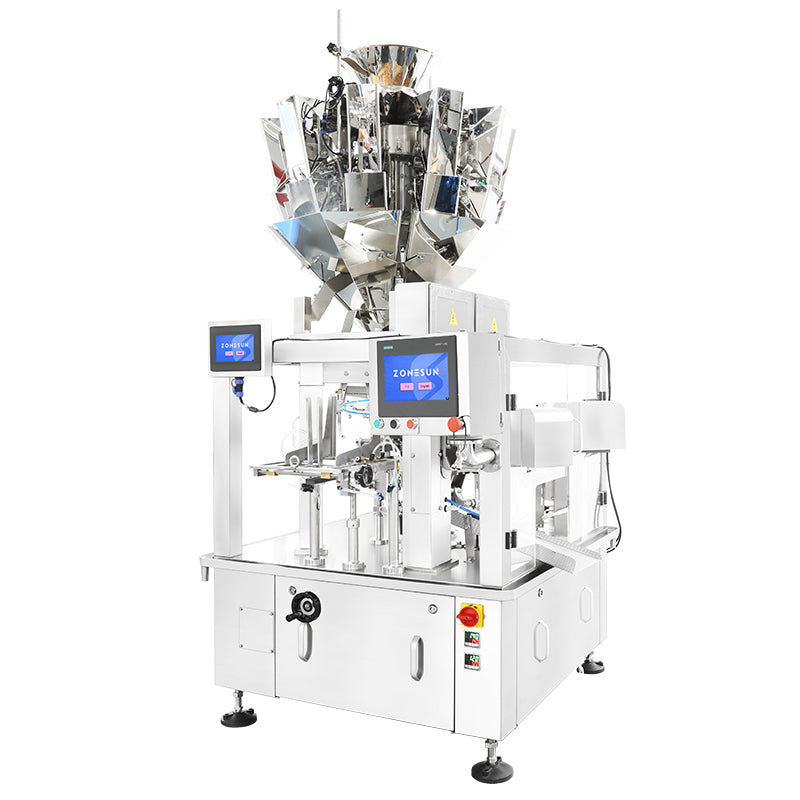 ZONESUN ZS-AFS200 Automatic Rotary Premade Pouch Packing Machine for Granules with Zipper Opening Punching and Double Sealing System