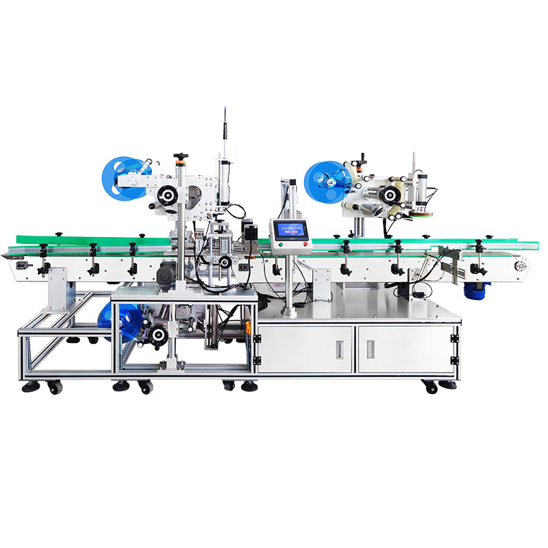 ZONESUN ZS-TB822Q Three-Side Automatic Labeling Machine for Chicken Buckets and Round Containers Top Bottom Side Label Applicator