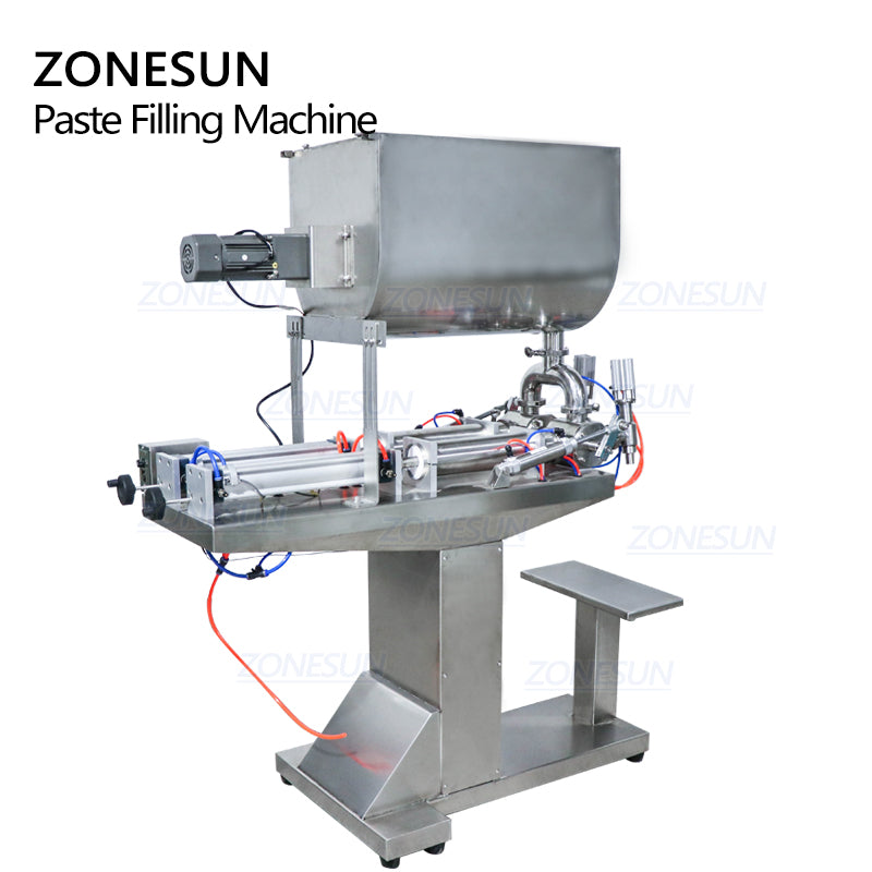 Zonesun ZS-GTU2S Semi Automatic 2 Heads Paste Filling Machine With Mixer