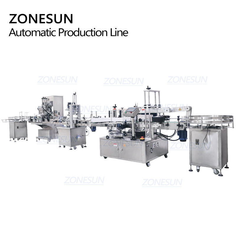 ZONESUN Custom 4 Heads Servo Filling Capping And Square Flat Labeling Machine