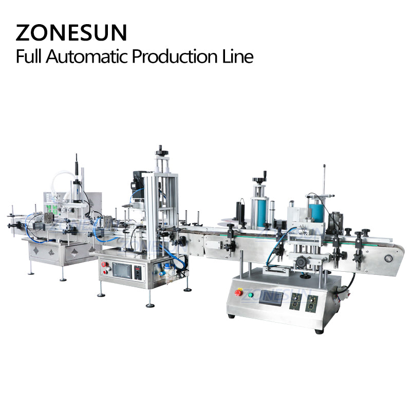 ZONESUN Desktop 4 Heads Liquid Filling Capping And Round Bottle Labeling Machine