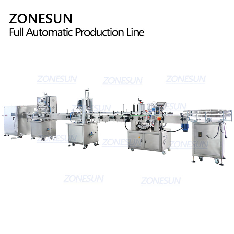 ZONESUN ZS-FAL180R8 Fully Automatic Magnetic Pump Round Bottles Filling Capping Labeling Machine