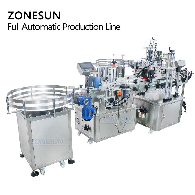 ZONESUN ZS-FAL180R4 Filling Capping Labeling Machine With U Shape Conveyor Belt
