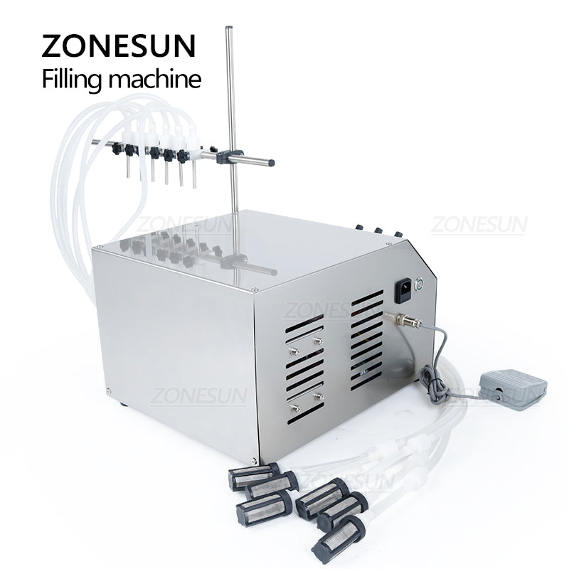 ZONESUN ZS-DPYT6P Semi Automatic 6 Nozzles Liquid Filling Machine for Juice
