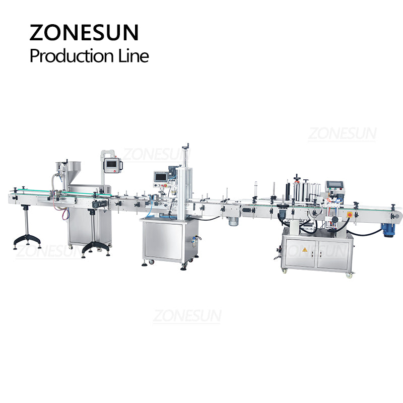 Zonesun ZS-RPCL1 Servo Motor Rotor Pump Paste Filling Screw Capping Round Bottle Labeling Production Line