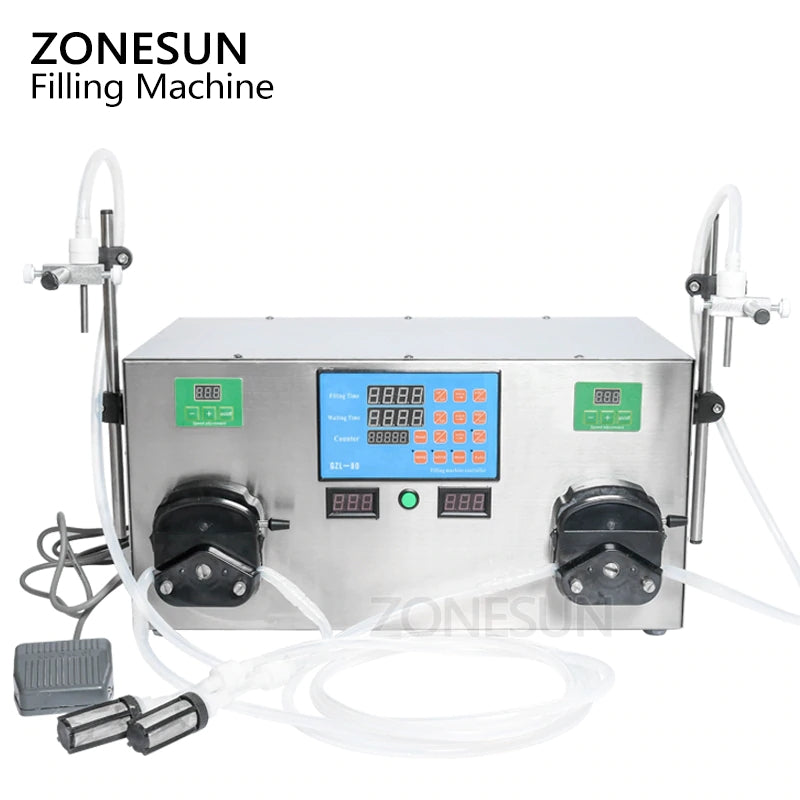 Máquina de llenado de líquidos con bomba peristáltica de 2 boquillas ZONESUN
