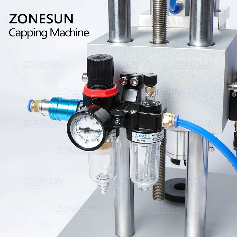 ZONESUN 13/15/20mm Máquina de tampar frasco de penicilina pneumático de plástico e alumínio