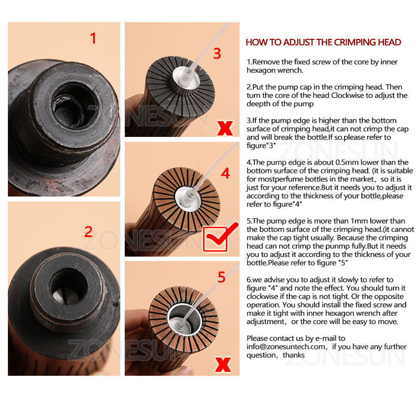 Zonesun 13/15/18/20mm Custom Capping Head For Perfume Capping Machine