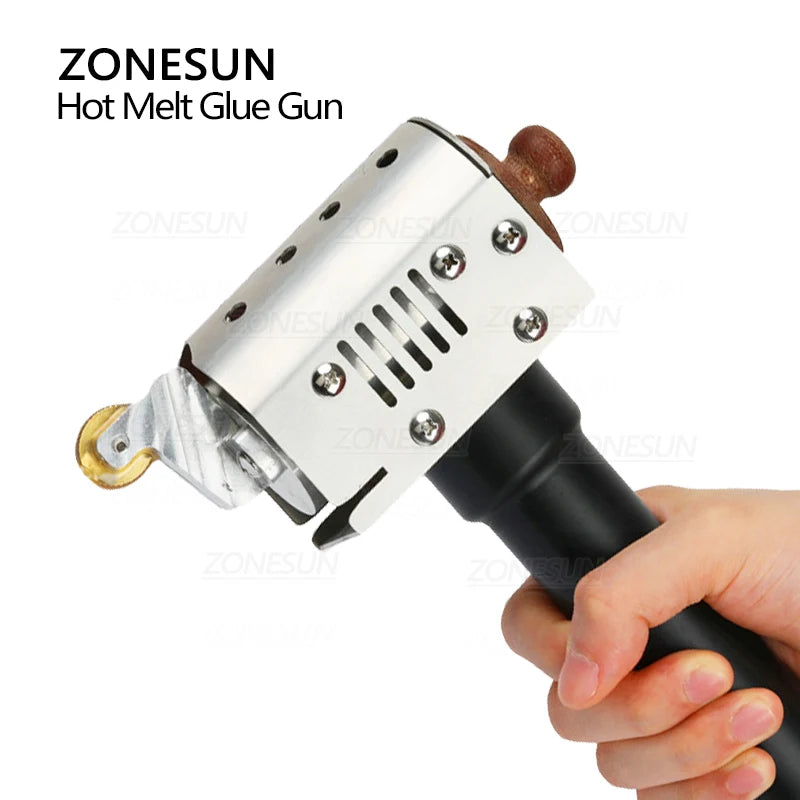 ZONESUN ZS-90TJ Hot Melt Glue Gun Labeling Machine Paper Bag Leather Carton Sealing Machine