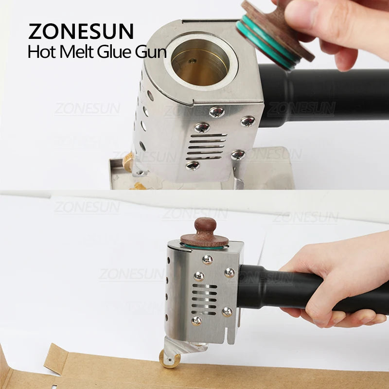 ZONESUN ZS-90TJ Hot Melt Glue Gun Labeling Machine Paper Bag Leather Carton Sealing Machine