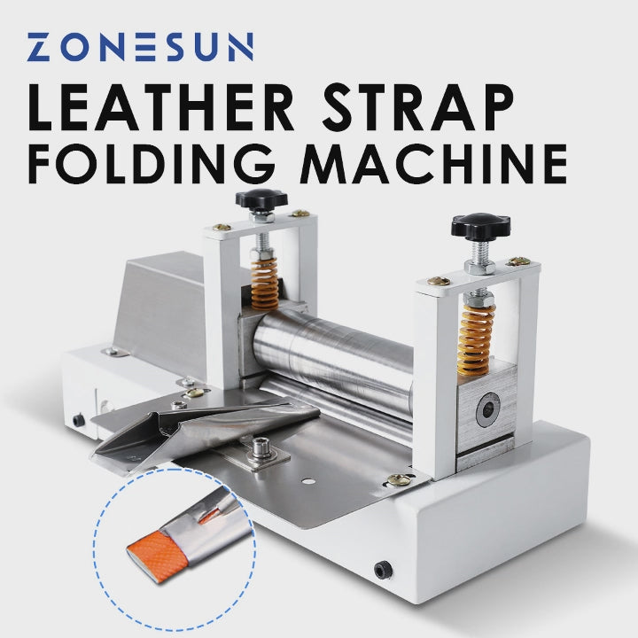 ZONESUN Manual Leather Belt Rolling Machine Shoulder Strap Leather Laminating Folding Machine ZS-LSF2