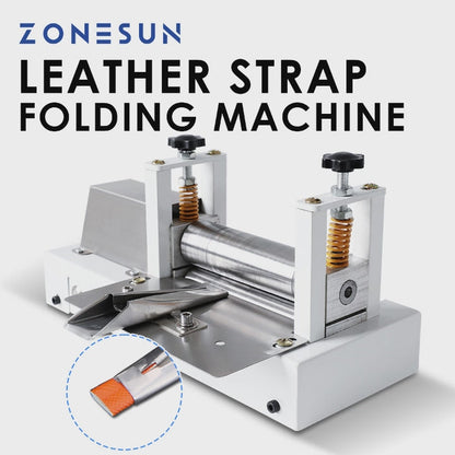 ZONESUN Manual Leather Belt Rolling Machine Shoulder Strap Leather Laminating Folding Machine ZS-LSF2
