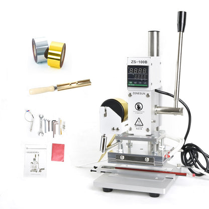 ZONESUN ZS-100B Manual Hot Foil Stamping Machine for Leather, Wood & Pencils