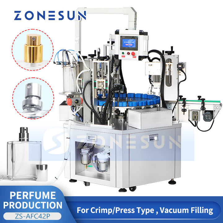 ZONESUN ZS-AFC42P Automatic Perfume Bottle Rinsing Vacuum Filling Capping Monoblock