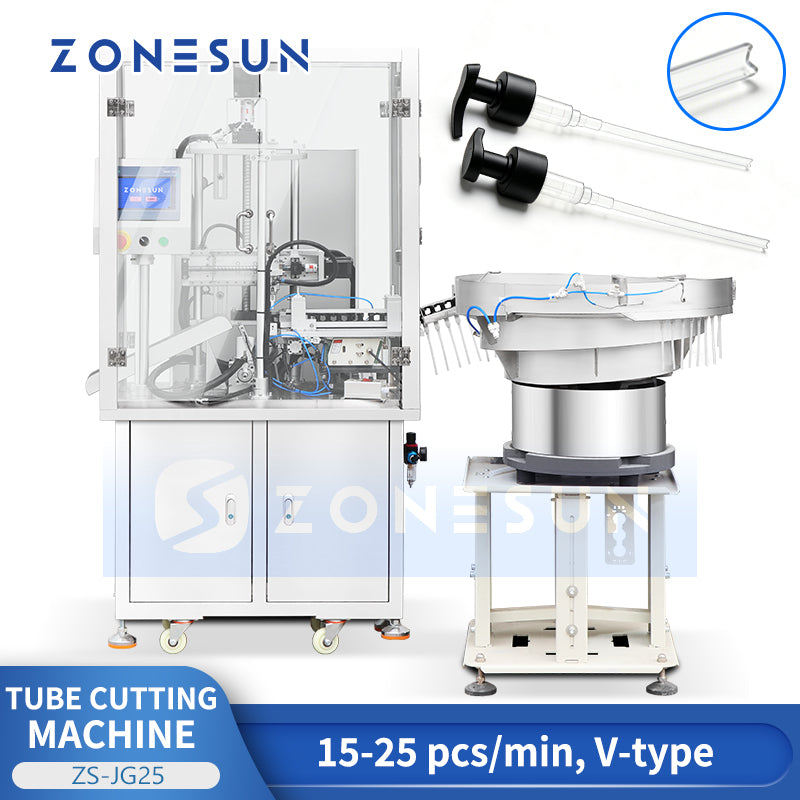 Smart Trimming: ZONESUN ZS-JG25 Automatic V-Cut Tube Cutting Machine for Spray & Lotion Pumps