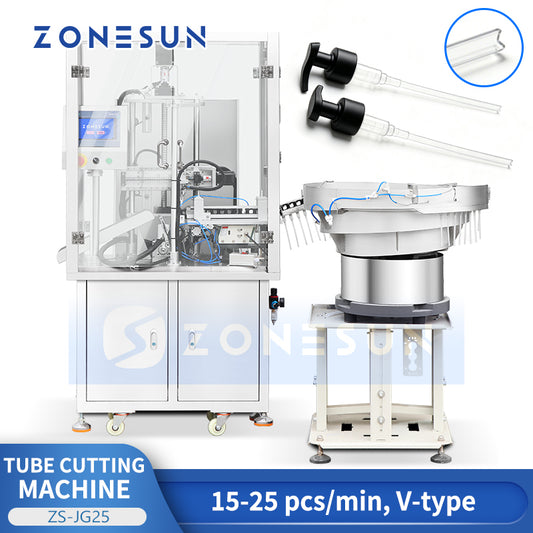 Smart Trimming: ZONESUN ZS-JG25 Automatic V-Cut Tube Cutting Machine for Spray & Lotion Pumps