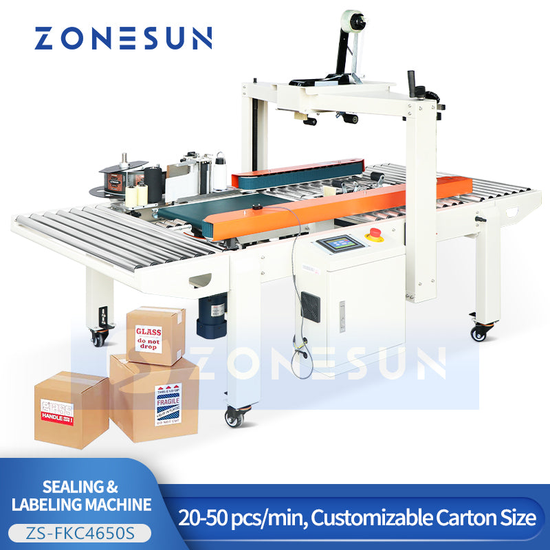 ZONESUN ZS-FKC4650S Automatic Carton Sealing and Labeling Machine with Ink Coding