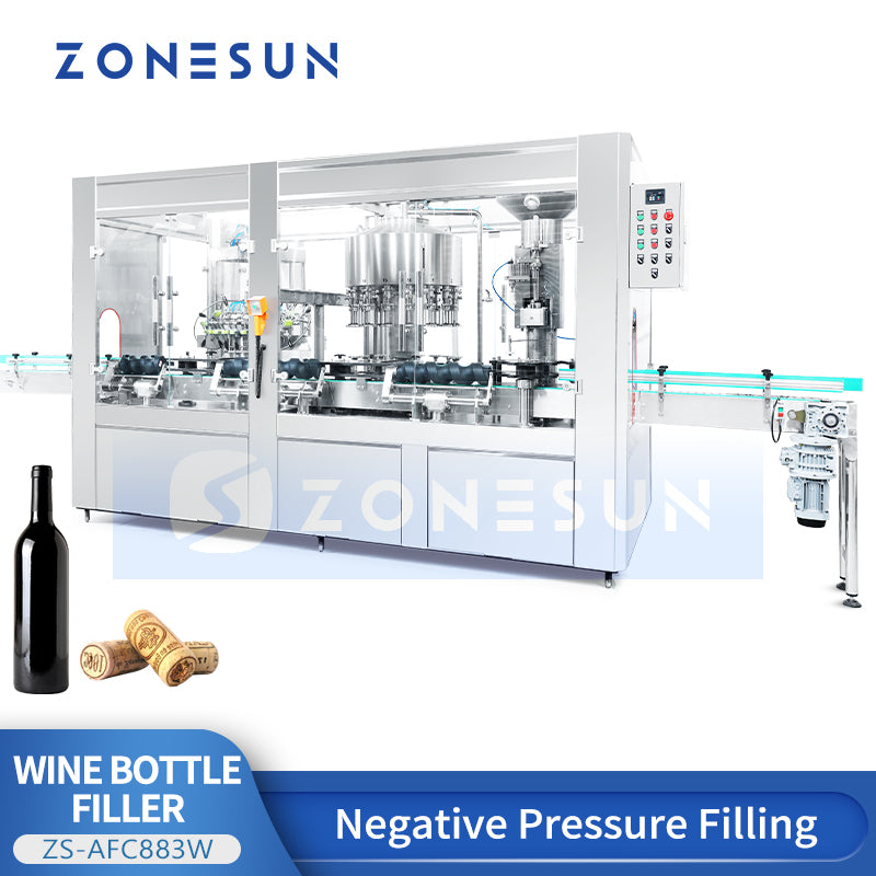 ZONESUN ZS-AFC883W Automatic Wine Packaging Machine for Bottle Rinsing，Filling and Corking