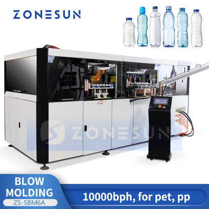 ZONESUN ZS-SBM6A Fully Automatic PET Blow Molding Machine for Oil Juice Cosmetic Water Bottles Up to 750ml High-Speed Servo Design
