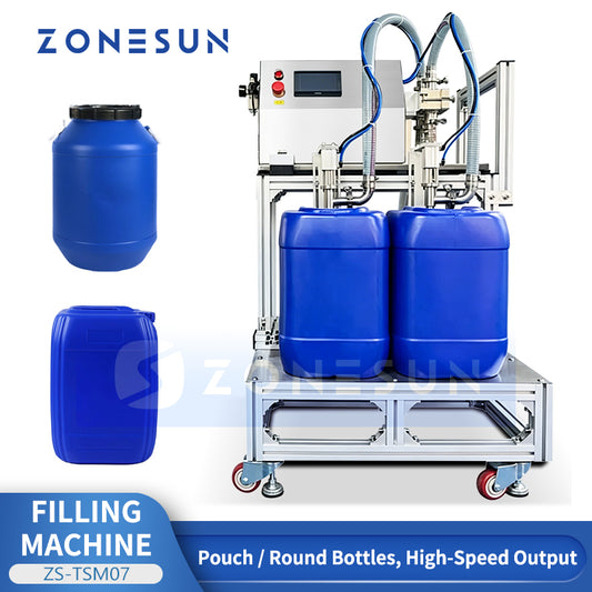 High Precision 1-20L Filling: ZONESUN ZS-TSM07 Servo Liquid Filler for Oil, Detergent & Chemicals