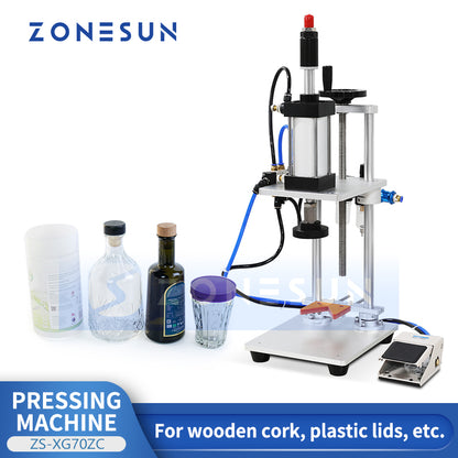 ZONESUN ZS-XG70ZC Pneumatic Semi-automatic Wine Bottle  Cap Cork Pressing Machine