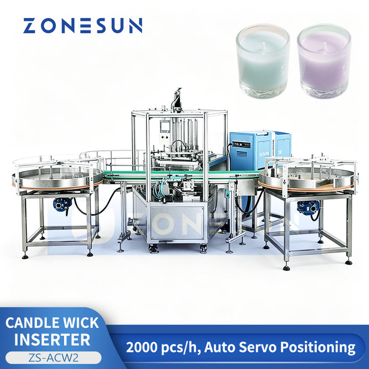 ZONESUN ZS-ACW2 Automatic Candle Wick Cutting Gluing Inserting Machine